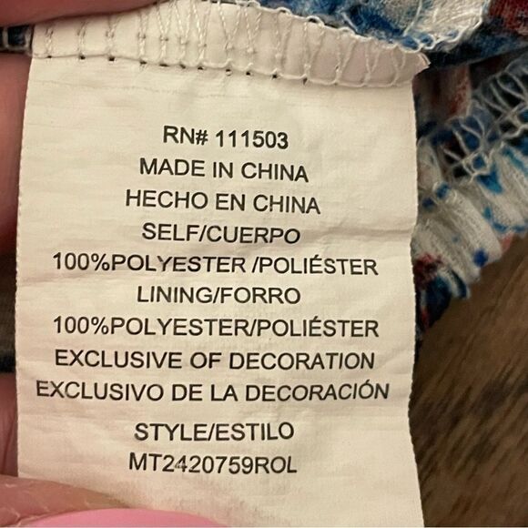 OLM 1/2 Sleeve Boho Hippie Floral Patch Blouse White Blue Wine Size Small - Picture 7 of 8